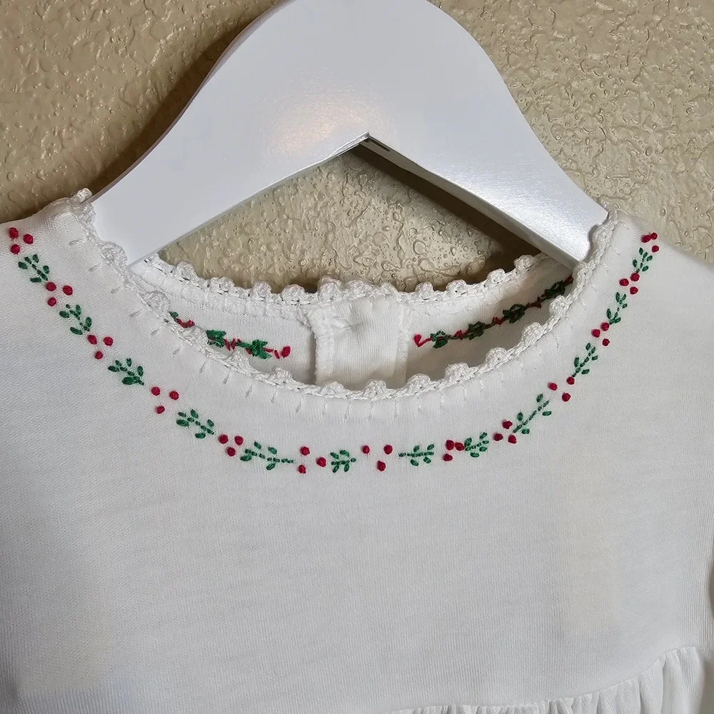 Pixie Lily White Pima Cotton Embroidered Holly Dress Girls 2T Holiday